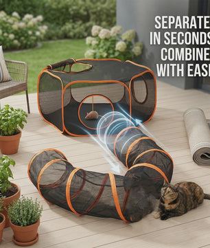 Draagbare Katten Tunnel Speeltuin met Mesh Constructie en Opbergzak