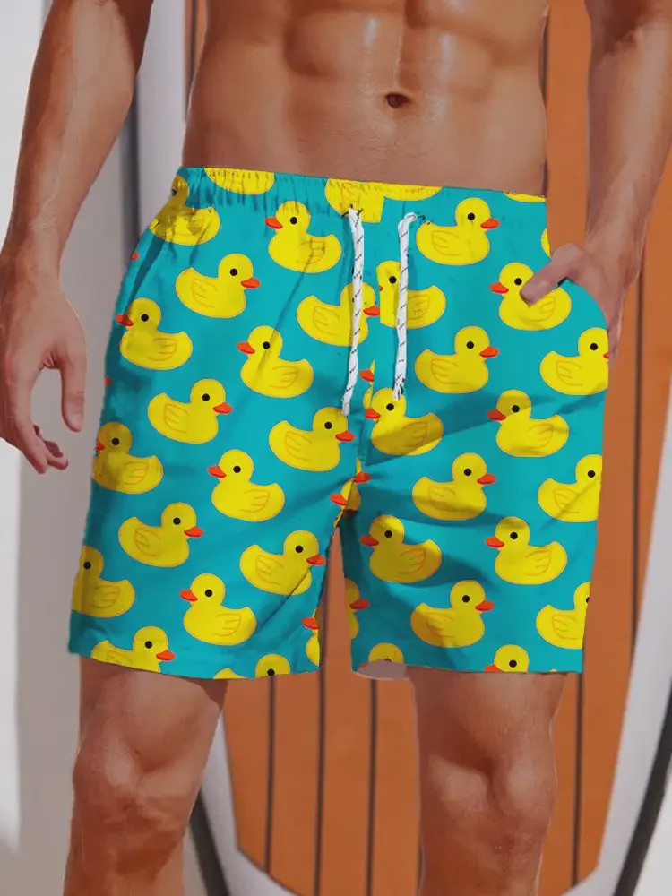 Heren Zwemshorts met Vrolijke Eendenprint - Perfect voor Zomer & Strand