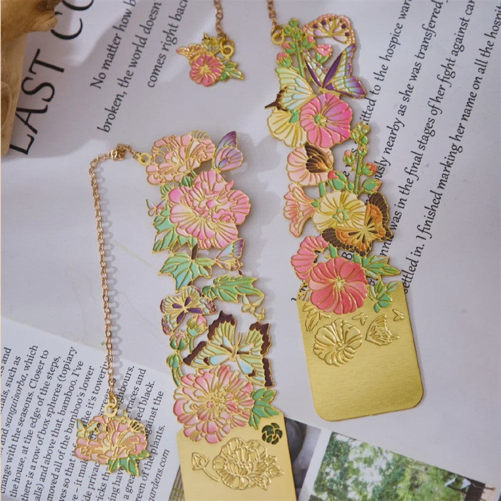 Luxe Metalen Bladwijzers - Retro Chinese Stijl met Bloemen & Vlinders