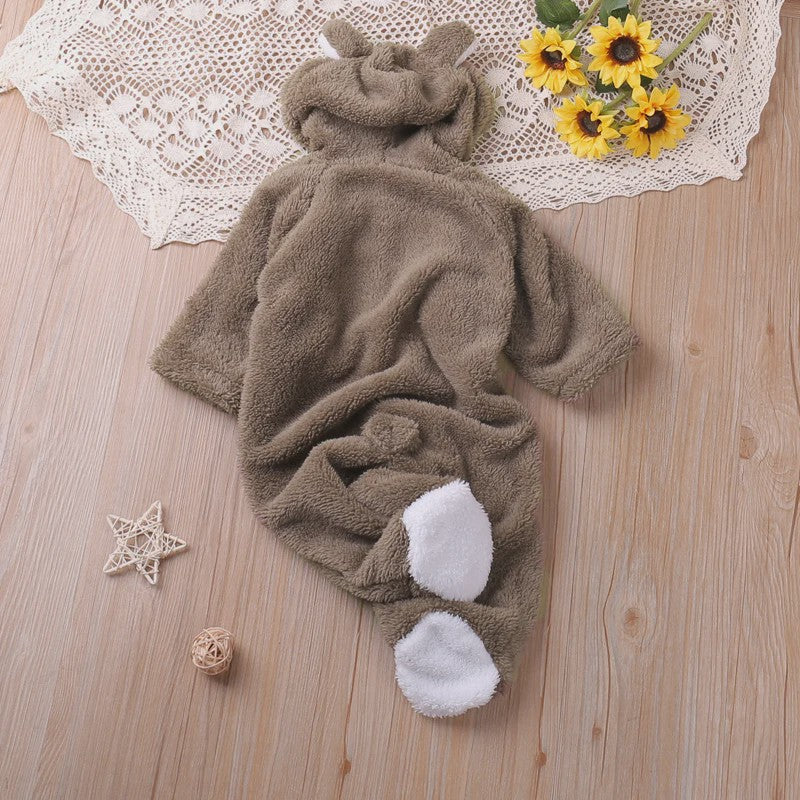Schattige Baby Romper met Berenoren - Winter Jumpsuit voor Jongens & Meisjes
