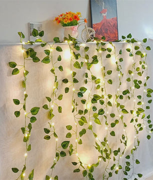 Decoratieve Slingerlampen met Kunstmatige Groene Bladeren - Batterijgevoed