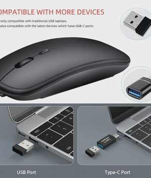 Draadloze Oplaadbare Muis: Bluetooth & 2.4GHz Dual Mode voor PC/Laptop