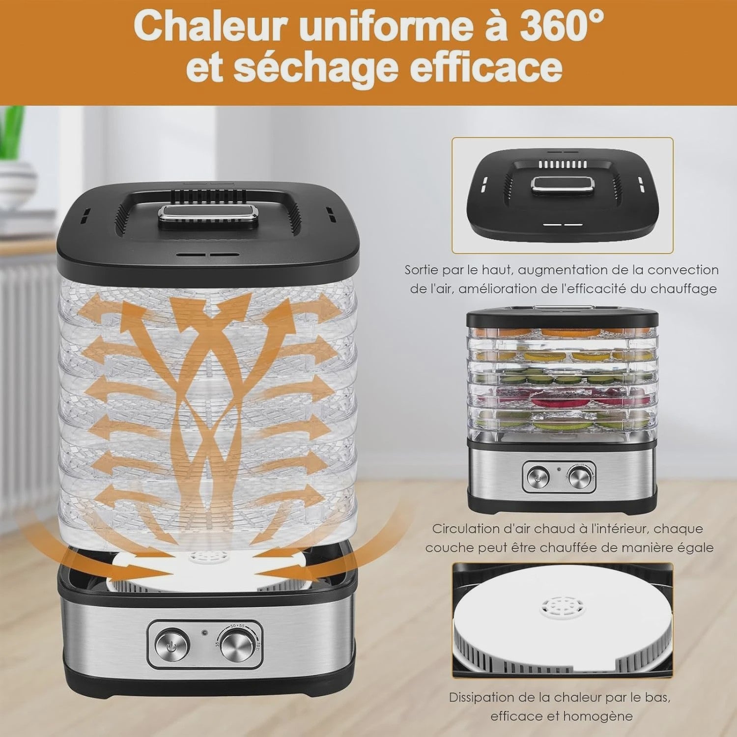 Food Dehydrator met 5 Verstelbare Trays en Temperatuurregeling (35-70°C)