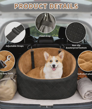 Veilige Hond Auto Stoel met Veiligheidsharnas & Anti-slip Bodem - Wasbaar