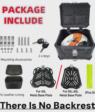 Waterdichte Aluminium Motor Topcase - 45L, 55L, 65L - Helmbox & Bagagebox