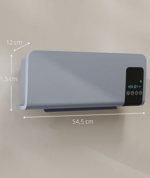 Elektrische Wandverwarming 1000W/2000W met LED Display en Afstandsbediening - Grijs
