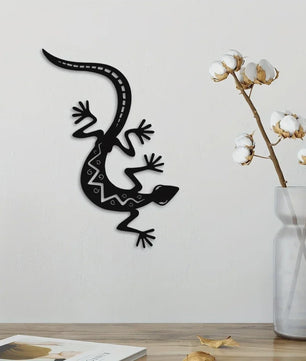 Metalen Gekko Wanddecoratie - Stijlvolle Hagedis Muurkunst voor Woonkamer & Slaapkamer