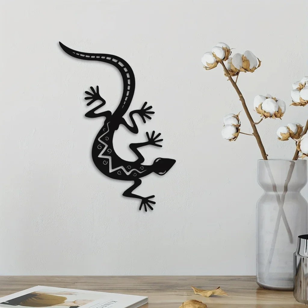 Metalen Gekko Wanddecoratie - Stijlvolle Hagedis Muurkunst voor Woonkamer & Slaapkamer