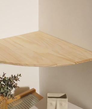 Set van 3 Houten Hoekplanken - Drijvende Wandplanken met Golvende Rand