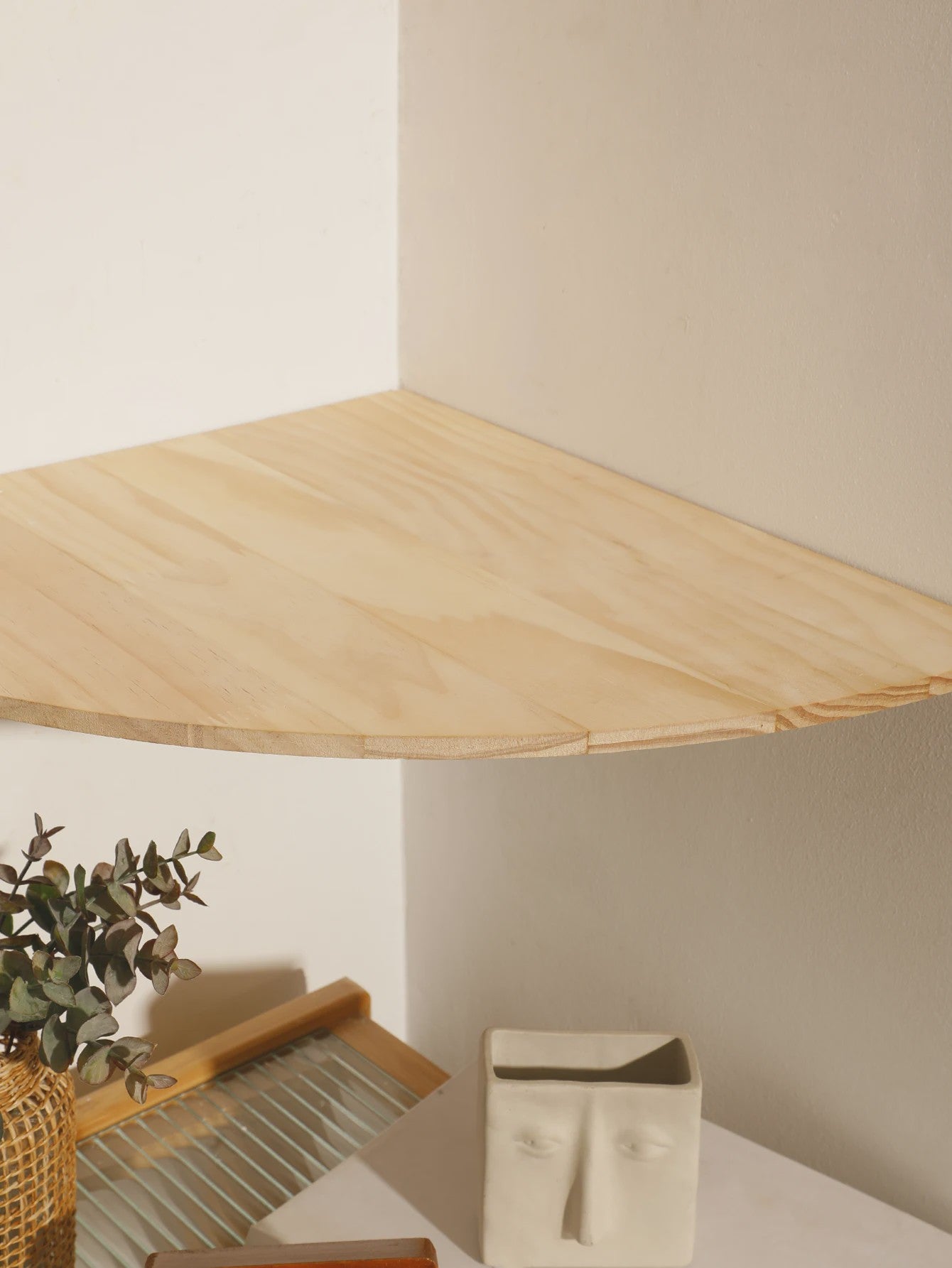 Set van 3 Houten Hoekplanken - Drijvende Wandplanken met Golvende Rand
