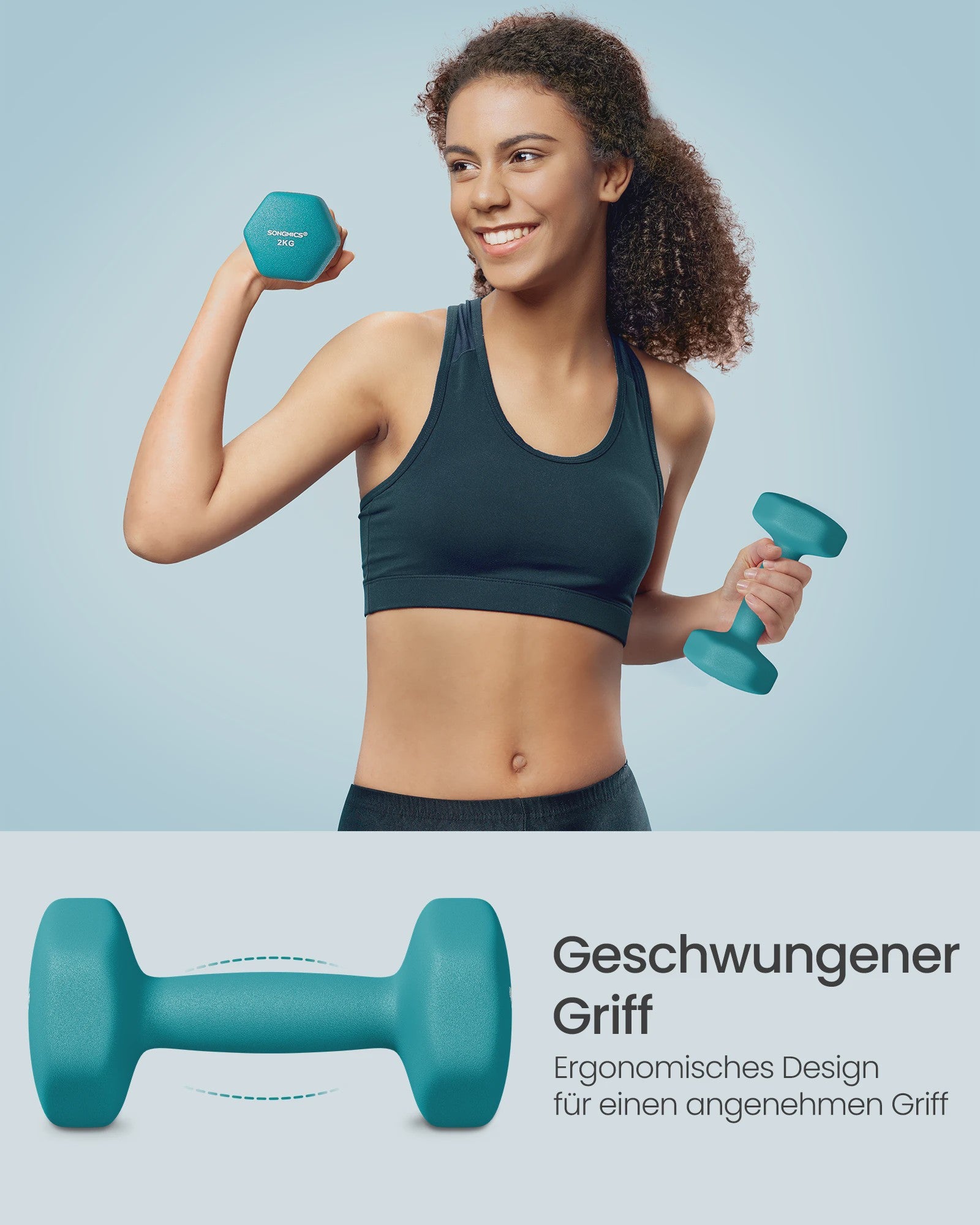 Songmics Halterset 6 Delig met Standaard - 1, 2, 3 Kg - Antislip Hexagonaal