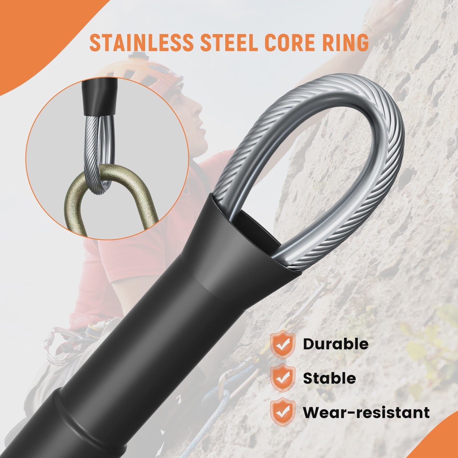 2.4/3/3.6m Steel Wire Core Flip Line Kit Adjustable Climbing Positioning Rope for Arborists Climbers Tree Climbers Outdoors