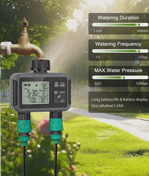 Intelligente Automatische Water Timer met 2 Uitgangen voor Buiten - Programmeerbaar Irrigatiesysteem