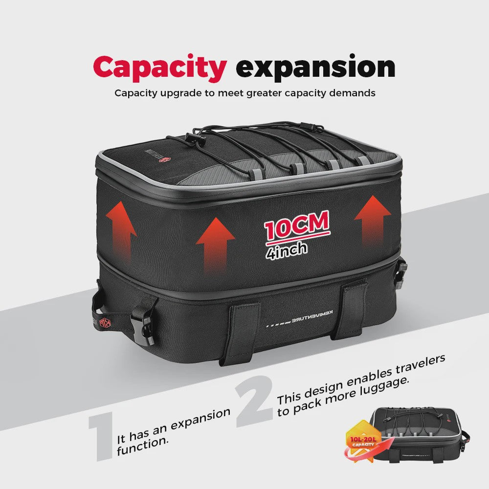 Motorfiets Topcase / Zijtas - 20L Uitbreidbaar - Waterdicht & Robuust