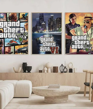 Grand Theft Auto Game Posters - Zelfklevend Muurdecoratie voor Fans