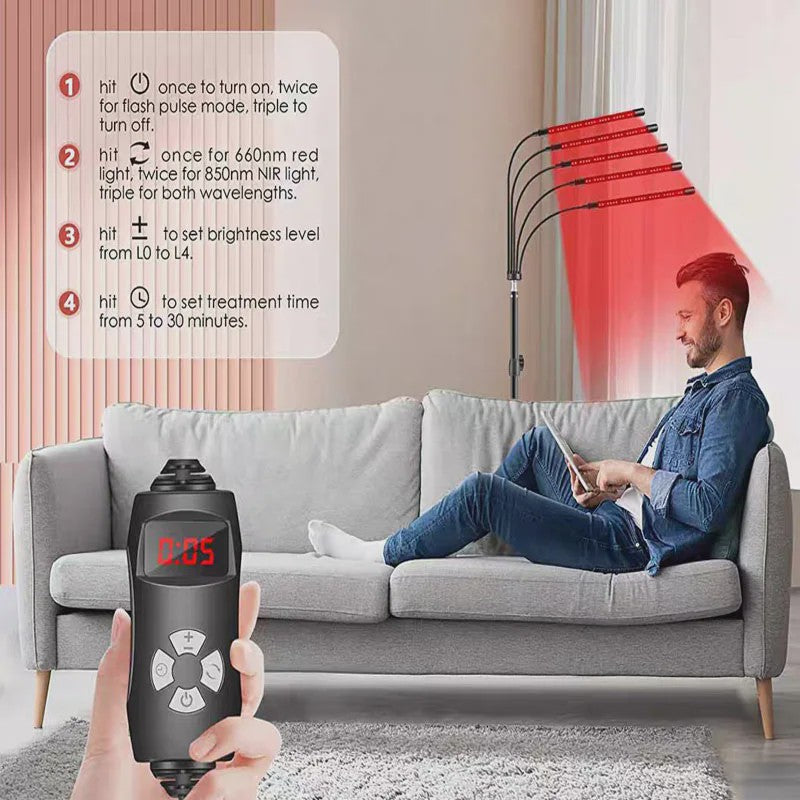 Professionele Roodlicht & Near-Infrared Lamp met Timer - 660nm/850nm - Verstelbaar Statief