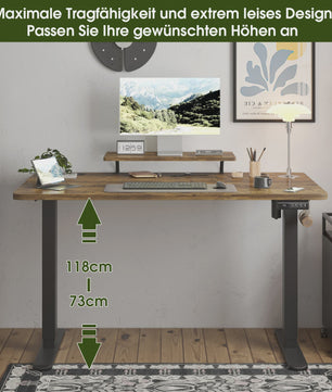 Devoko Elektrisch Inhoogte Verstelbaar Bureau 120x60cm met Monitorstandaard & Geheugenfuncties - Ergonomisch Sta-Buro (Wit)