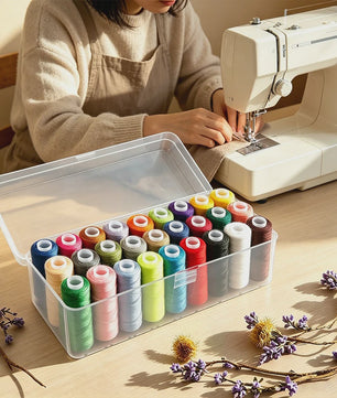 Set Naaigaren Polyester 27 Kleuren met Transparante Opbergdoos