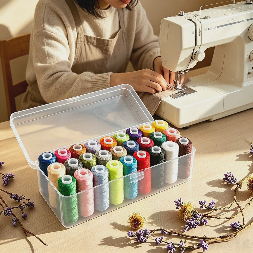 Set Naaigaren Polyester 27 Kleuren met Transparante Opbergdoos