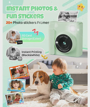 Direct Print Kinder Camera - 1080P HD Fotocamera met Instant Printer & Kleuren Prints