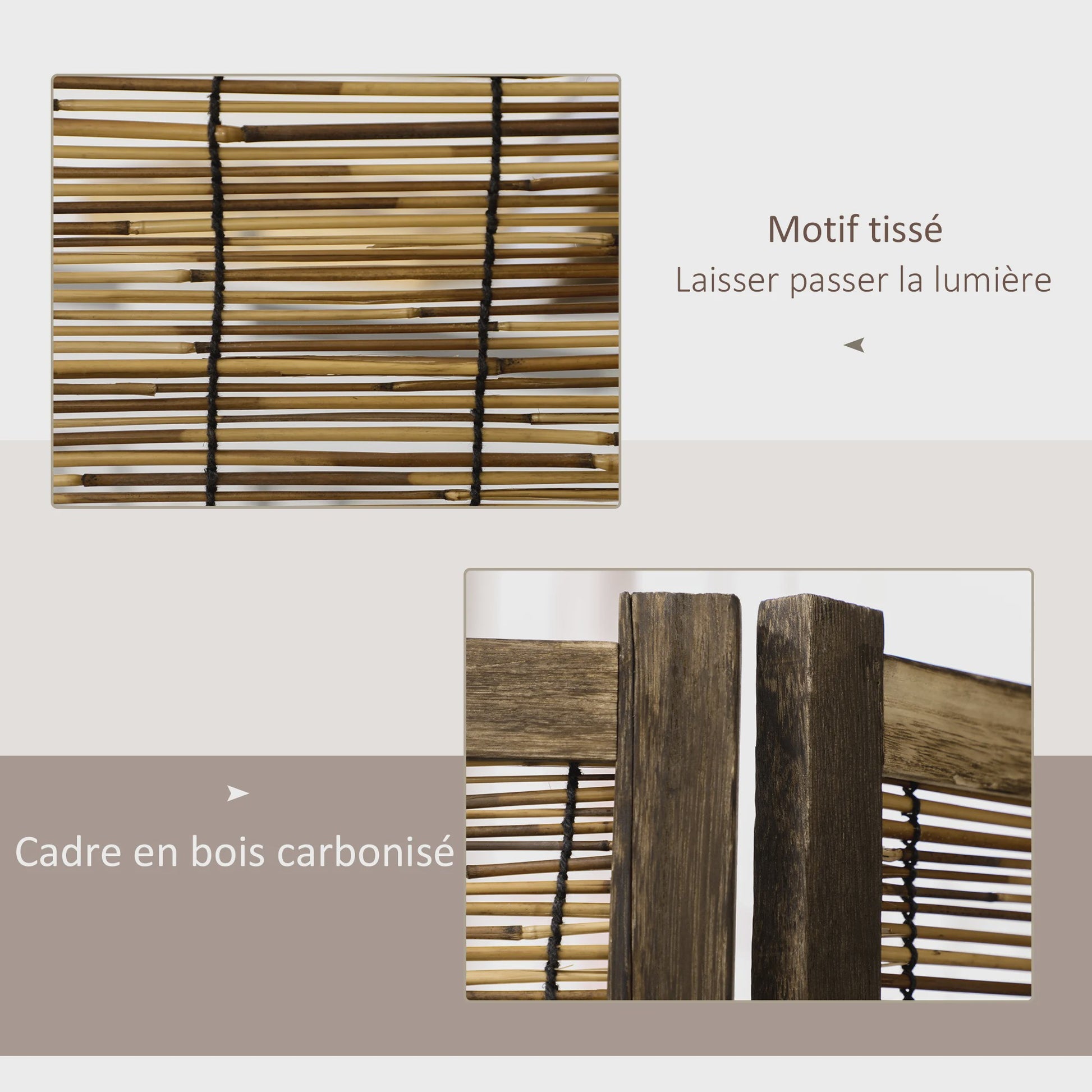 HOMCOM Bamboe Paravent 4 Panelen - 160x170 cm - Natuurlijk & Opvouwbaar