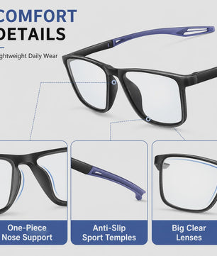 KAROS Blauw Licht Blokkerende Leesbril - Unisex Grote Frame Computerbril