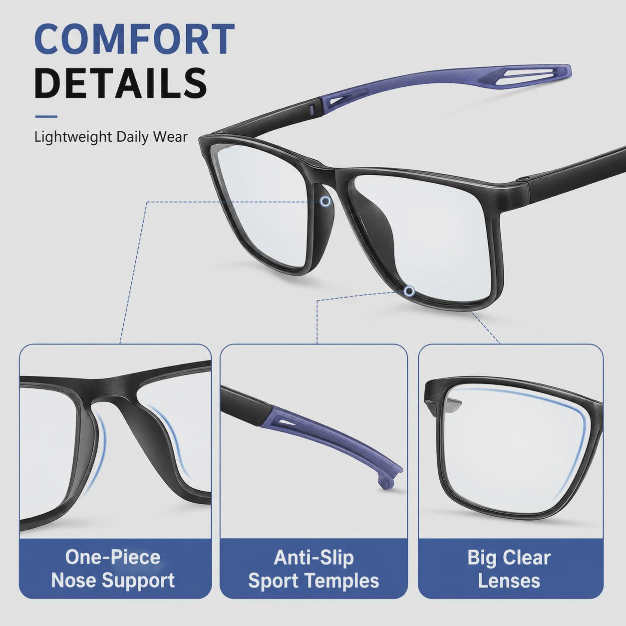 KAROS Blauw Licht Blokkerende Leesbril - Unisex Grote Frame Computerbril