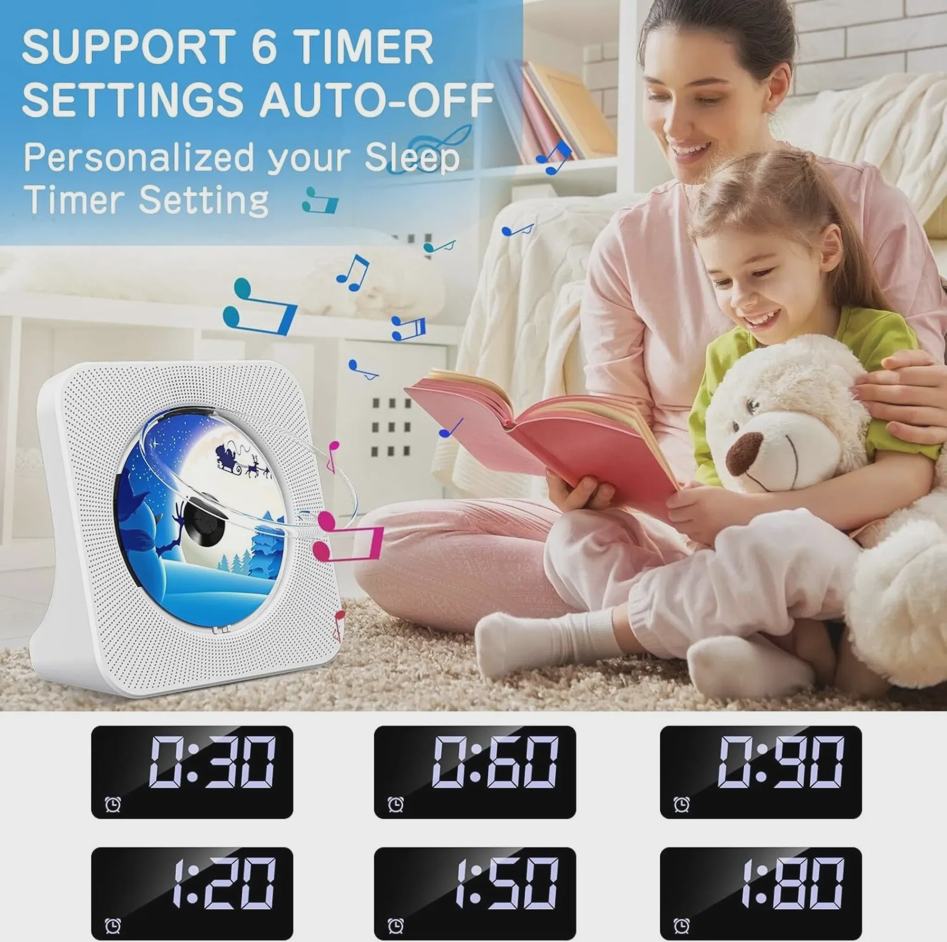 Bluetooth CD Speler met 2 HIFI Speakers, Desktop CD Speler met Afstandsbediening en LED Display