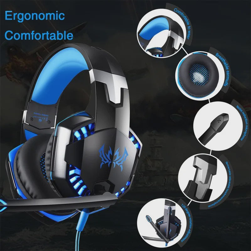 G2000 Gaming Headset met Microfoon, LED Verlichting en 50mm Speakers - PC, PS4, Xbox One
