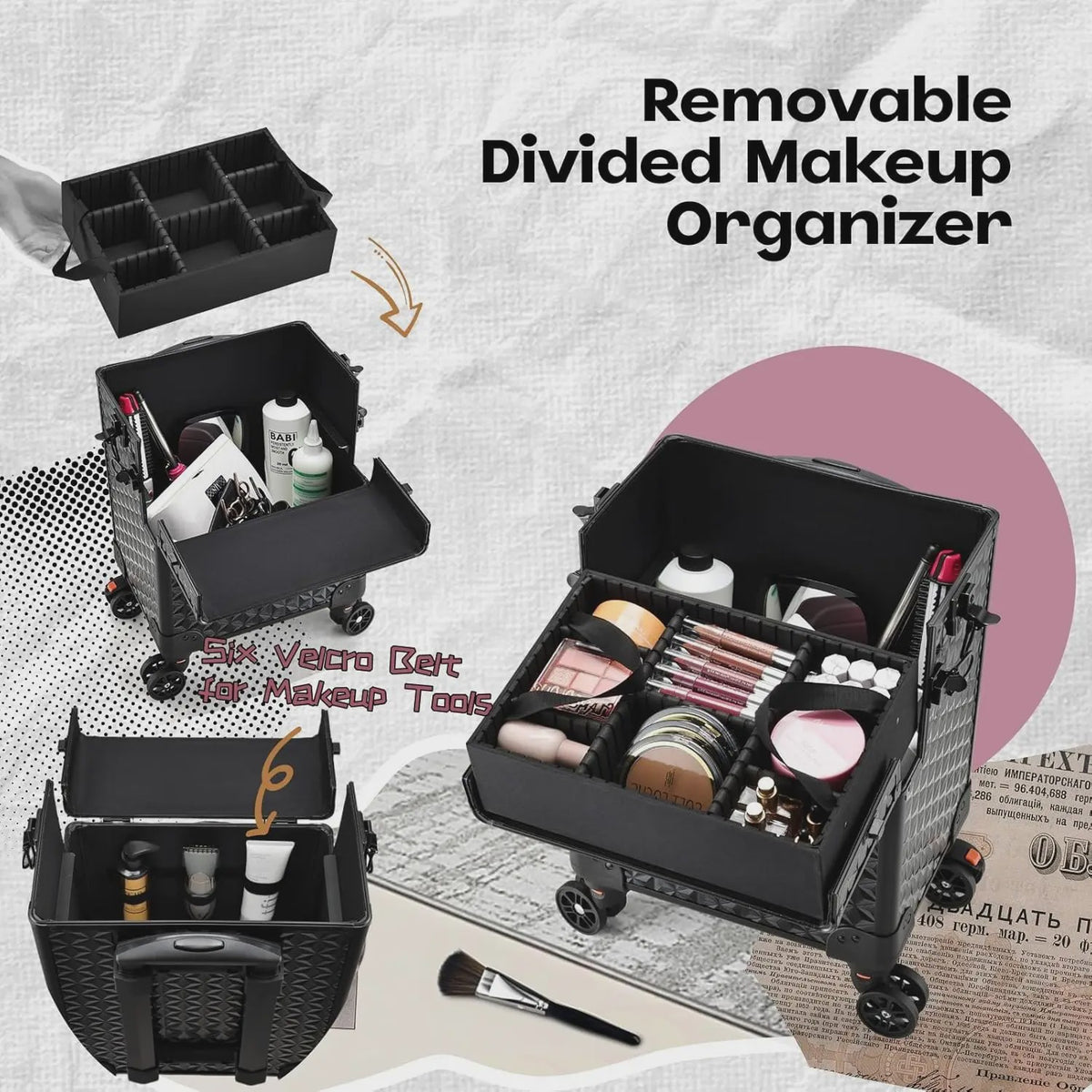 Professionele Make-up Koffer op Wielen - Extra Groot & Rolbaar