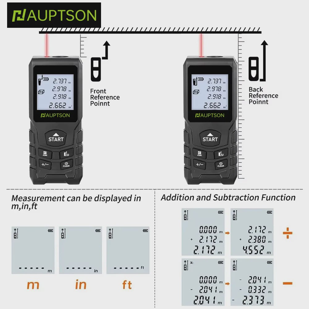 HAUPTSON Laser Afstandsmeter 100M - Precisie Meetinstrument voor Afstand, Oppervlakte en Volume