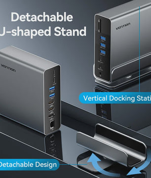 Vention 15-in-1 USB-C Docking Station: Triple Monitor 4K@60Hz, 100W PD, USB 3.2 Hub