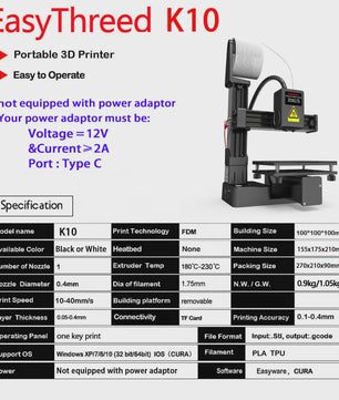EasyThreed 3D Printer - Instapmodel voor Beginners, PLA & TPU Filament