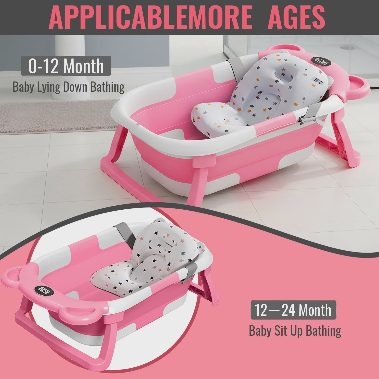 Opvouwbaar Babybadje met Thermometer - Groot en Veilig voor Baby's en Peuters