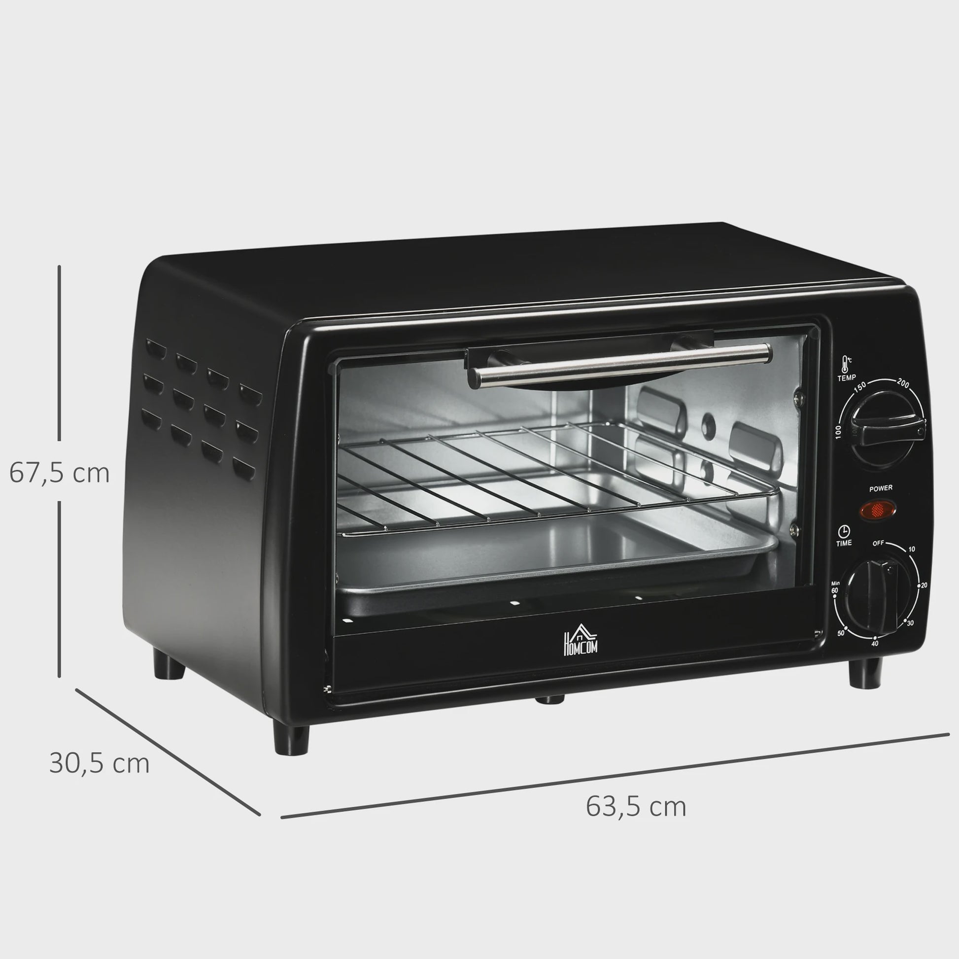 Homcom Mini Oven 10L - Compacte Elektrische Oven met 750W Vermogen