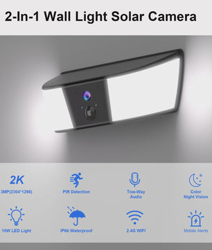 2K Buiten Beveiligingscamera met Wandlamp, Kleuren Nachtzicht & Bewegingsdetectie - 5200mAh Batterij