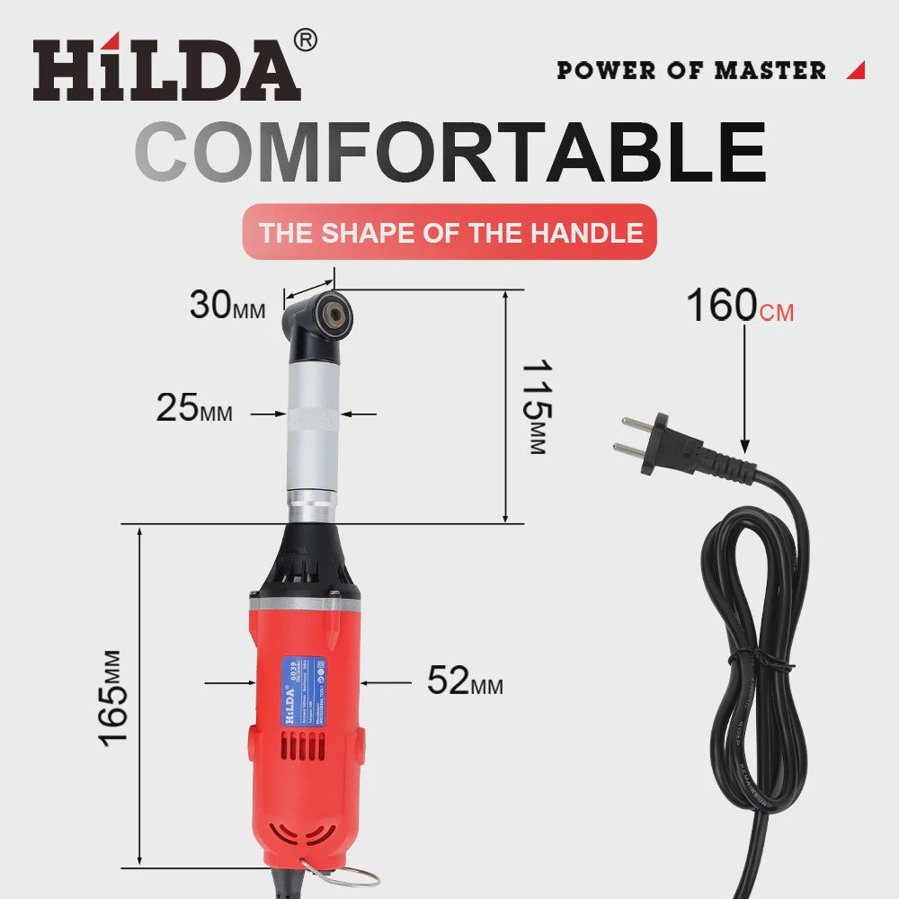 HILDA 380W Elektrische Rechte Grinder met 6 Variabele Snelheden - Polijst- en Schuurmachine