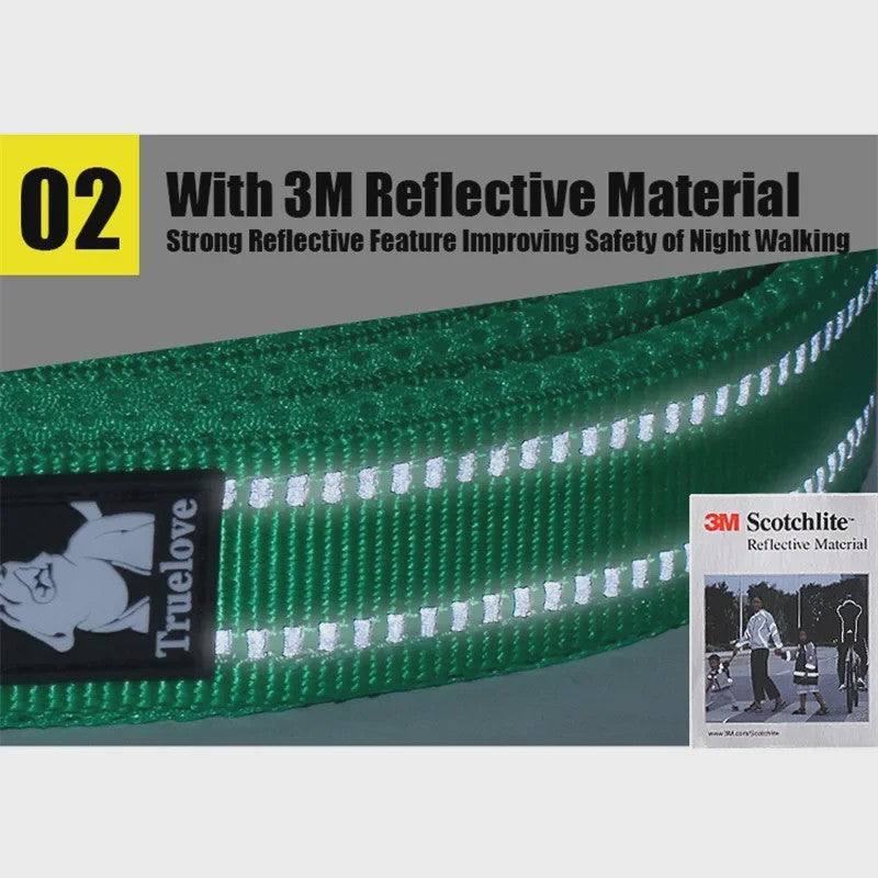 Truelove Zachte Hondenriem 200cm - Reflecterend Nylon Mesh, Gevoerd, voor Puppy tot Grote Hond/Kat