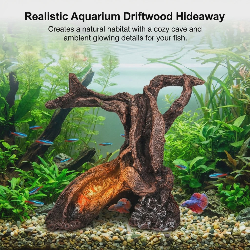 Realistische Hars Boomstronk Decoratie voor Aquarium & Terrarium - Veilige Vis Hideaway