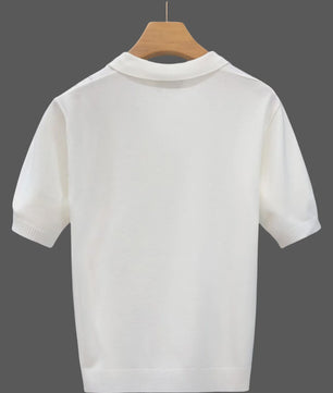 Luxe Gebreide Polo Heren - Zomer Ice Silk Korte Mouw