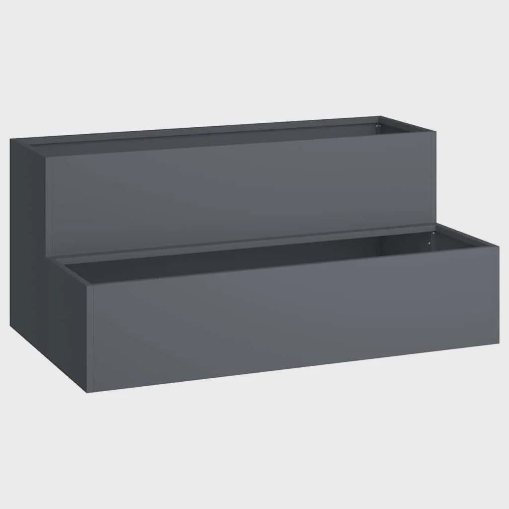 2-Laags Plantenbak 100x60x45 cm Antraciet Staal - Verhoogd Buitenbed