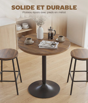 Homcom Ronde Bartafel 60cm met Houten Look - Compact en Stijlvol