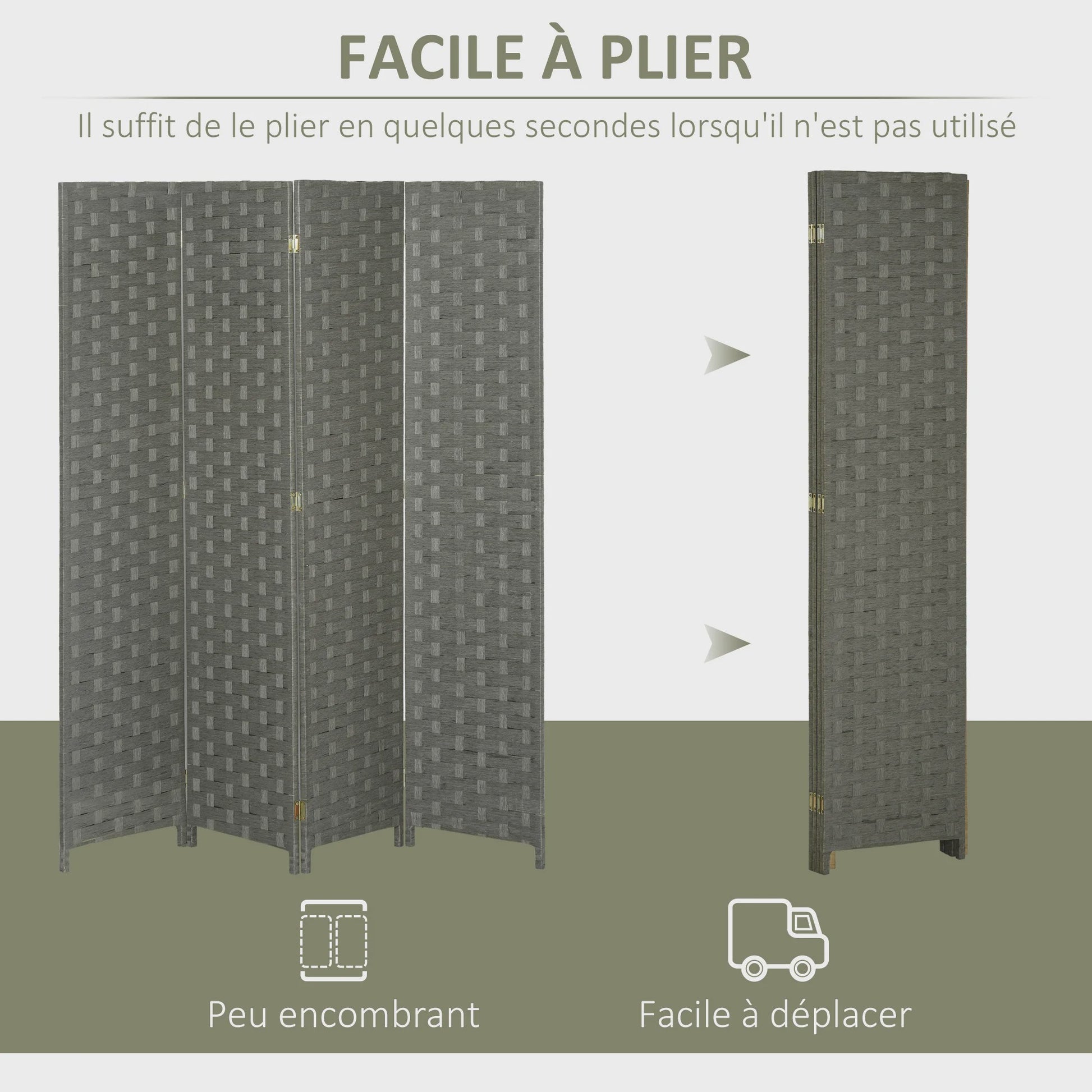 HOMCOM Houten Kamerscherm - 4 Panelen Kamerverdeler - 159,5 x 169,5 cm