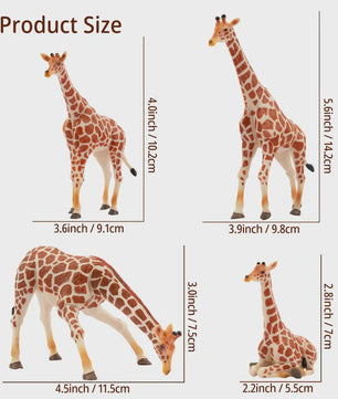Set van 4 Realistische Giraffe Figuren - Speelgoed Dieren voor Kinderen