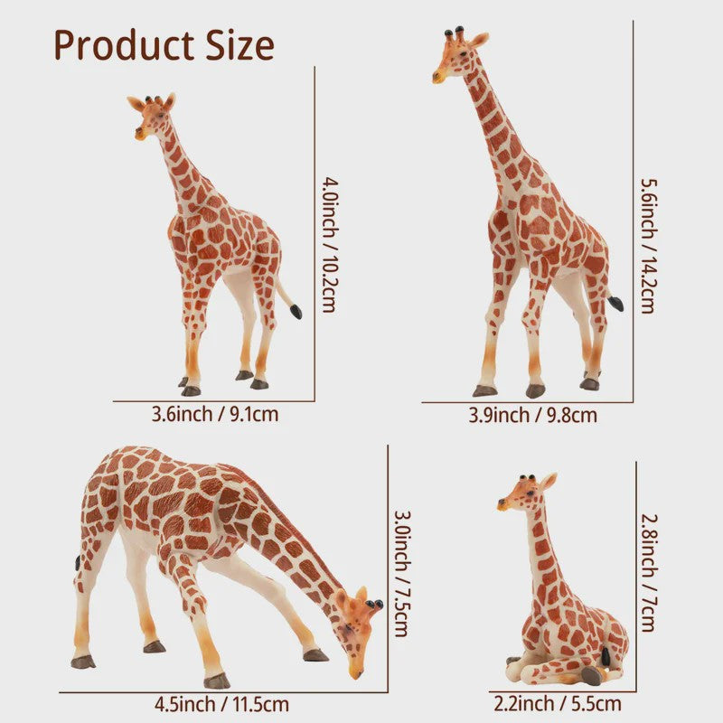 Set van 4 Realistische Giraffe Figuren - Speelgoed Dieren voor Kinderen