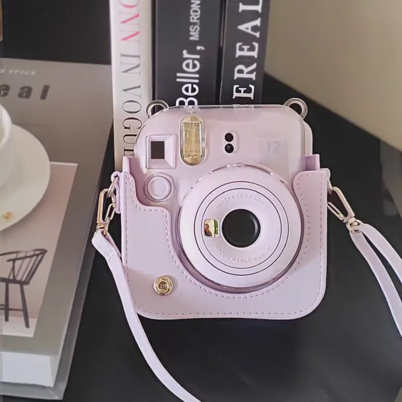 PU Lederen Beschermhoes met Schouderband voor Fujifilm Instax Mini 12 Camera