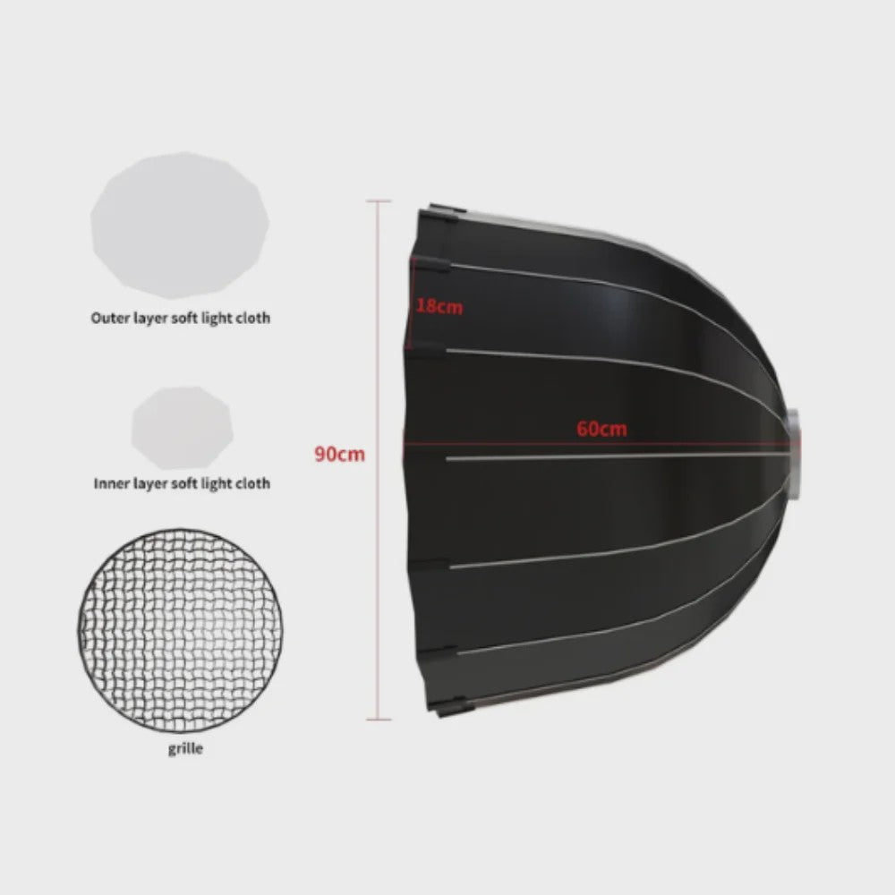 135W Bowens LED Studio Lamp met 90cm Honeycomb Softbox & Statief
