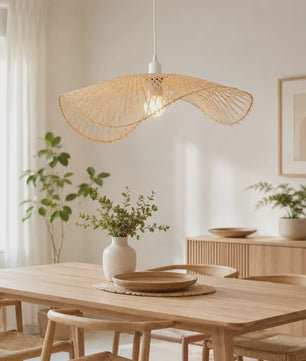 Handgemaakte Bamboe Plafondlamp - Natuurlijk Rotan Hanglamp met E27 Fitting