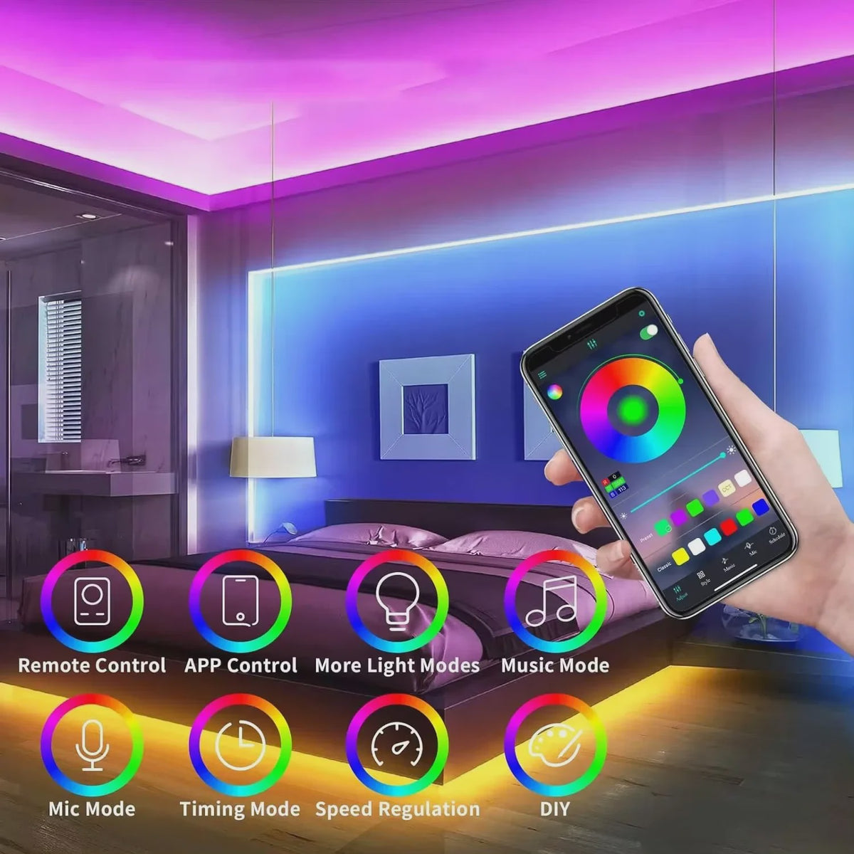 RGB Neon LED Strip 1-5M Waterdicht IP65 met Tuya App & Afstandsbediening - Flexibele Decoratieverlichting