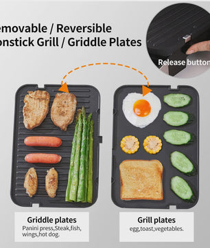 BioloMix Contactgrill 2000W - Panini, Grill, Wafelmaker - Digitaal & 180° Open